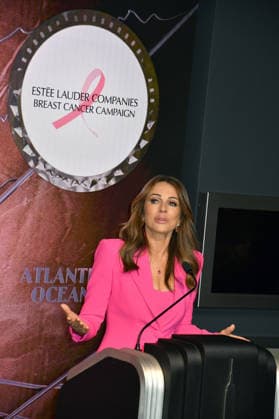 NEW YORK, NY- OCTOBER 1: Elizabeth Hurley lights the Empire State Building to Honor The Esto e Lauder Companiesâ€⠢ Breast Cancer Campaign and Breast Cancer Awareness Month on October 1, 2026 in New York City. Credit: AdMedia New York City USA - ZUMAa123 20261001_zaa_a123_049 Copyright: xJohnxFyckex