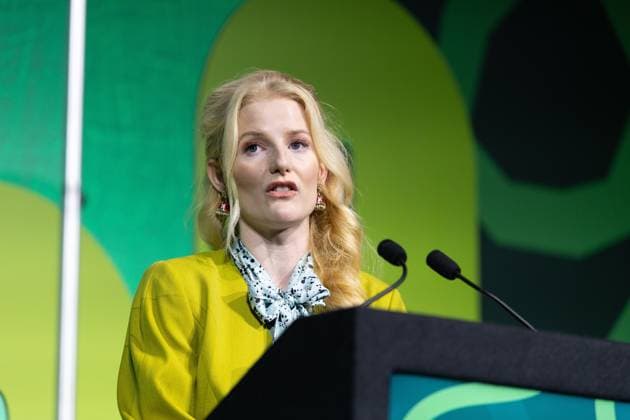 October 2, 2026, Brighton, United Kingdom: Green Party MP, Hannah Spencer speaks on day one of the Green Party Conference in Brighton.The Green Party hold their annual Party Conference in Brighton Brighton United Kingdom - ZUMAs197 20261002_aaa_s197_042 Copyright: xPhilxLewisx