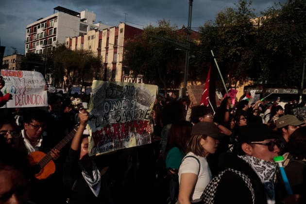 October 2, 2026, Mexico City, Cdmx, Mexico: Thousands of people carrying placards gathered at the Plaza de las Tres Culturas and the surrounding area to commemorate the 58th anniversary of the 1968 student massacre in Tlatelolco; they marched toward Mexico City s Zo³calo to hold a rally in memory of those who died during the 1968 student movement. Prior to this, hundreds of students arrived at the meeting point near the Tlatelolco Metro station, where a heavy police deployment from the Secretariat of Citizen Security (SSCCDMX) was already waiting for them; these hooded officers on motorcycles boxed the students in, both inside and outside the metro facilities, to prevent their peaceful movement, sparking conflict through abuses of authori - ZUMAp204 20261002_zip_p204_121 Copyright: xJosuexPerezx