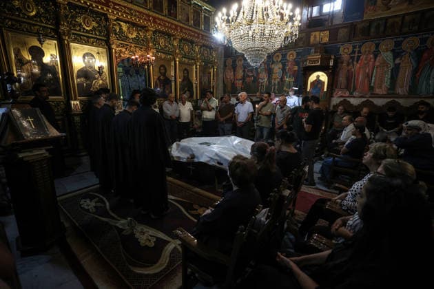 Funeral ceremony for two Palestinian Christians after an Israeli attack in Gaza GAZA CITY, PALESTINE - OCTOBER 03 : Poeple gather during the funeral ceremony for two Palestinian Christian women at the St. Porphyrios Greek Orthodox Church in Gaza City, Palestine on October 03, 2026. Meysa Hidir Ibrahim Abu Dawud and her daughter Marya Hafiz Michel Najjar were killed after an Israeli airstrike. Ali Jadallah Anadolu Gaza City Gaza. Editorial use only. Please get in touch for any other usage. Copyright: x2026xAnadoluxAlixJadallahx