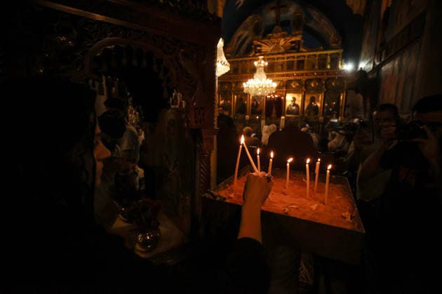 Funeral ceremony for two Palestinian Christians after an Israeli attack in Gaza GAZA CITY, PALESTINE - OCTOBER 03 : Poeple gather during the funeral ceremony for two Palestinian Christian women at the St. Porphyrios Greek Orthodox Church in Gaza City, Palestine on October 03, 2026. Meysa Hidir Ibrahim Abu Dawud and her daughter Marya Hafiz Michel Najjar were killed after an Israeli airstrike. Ali Jadallah Anadolu Gaza City Gaza. Editorial use only. Please get in touch for any other usage. Copyright: x2026xAnadoluxAlixJadallahx