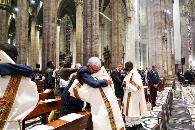 IPA89253398 - MILAN, October 3, 2026 - Ordination ceremony for temporary deacons held in Milan Cathedral by Archbishop Mario Delpini. Copyright: xEmanuelexRobertoxDexCarlix xx IPA89253398