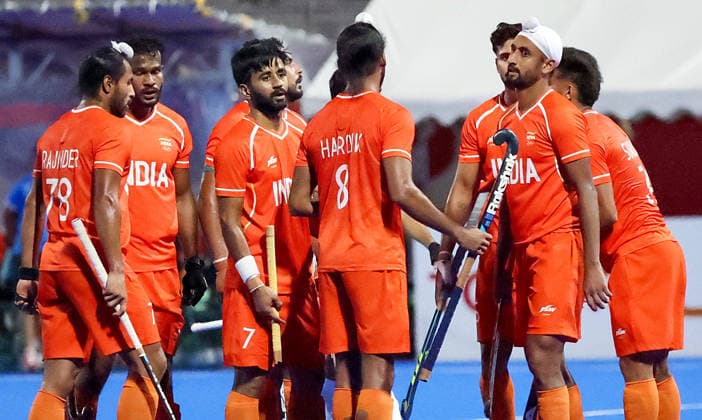 India s Men s Hockey Team Wins Gold Medal at the Asian Games 2026 Kakamigahara Japan , Oct 03 (ANI): Indian Men s Hockey team celebrates after defeating Malaysia 5-1 in the final to win the gold medal at the Asian Games 2026 in Aichi-Nagoya, in Kakamigahara on Saturday. Kakamigahara Japan Copyright: xANIx ANI_20261003320