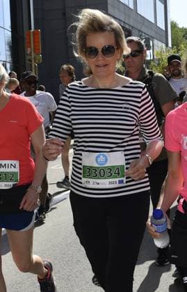 Queen Mathilde of Belgium pictured during the 43th edition of the 20 km door Brussel - 20 km de Bruxelles running event, Sunday 28 May 2023 in Brussels. JOHNxTHYS x68046107x