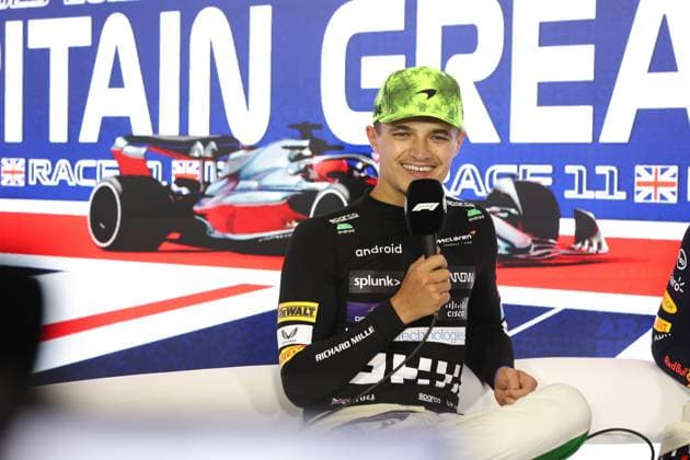 NORRIS Lando (gbr), McLaren F1 Team MCL60, portrait press conference, PK, Pressekonferenz during the 2023 Formula 1 Aramco British Grand Prix, 10th round of the 2023 Formula One World Championship, WM, Weltmeisterschaft from July 7 to 9, 2023 on the Silverstone Circuit, in Silverstone, United Kingdom Copyright: xAntoninxVincent DPPI IPAxSportx x xIPAxSportx 0 IPA_IPA39138884