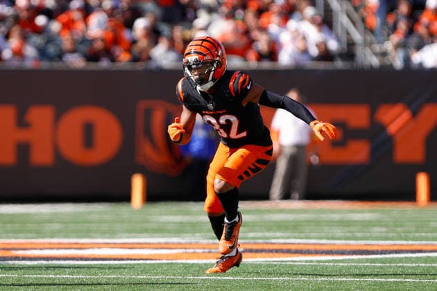 CINCINNATI, OH - OCTOBER 26: Cincinnati Bengals wide receiver Mitchell Tinsley (82) in action during the game against the New York Jets and the Cincinnati Bengals on October 26, 2025, at Paycor Stadium in Cincinnati, OH. (Photo by Ian Johnson Icon Sportswire) NFL, American Football Herren, USA OCT 26 Jets at Bengals EDITORIAL USE ONLY Icon251026095