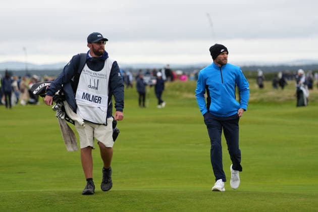 RECORD DATE NOT STATED 4th October 2026; Old Course at St Andrews, Mount Melville, Scotland; DP World Tour Golf, Alfred Dunhill Links Championship, Final Day; James Milner, former professional football player walks up the 17th fairway AlecxBrown