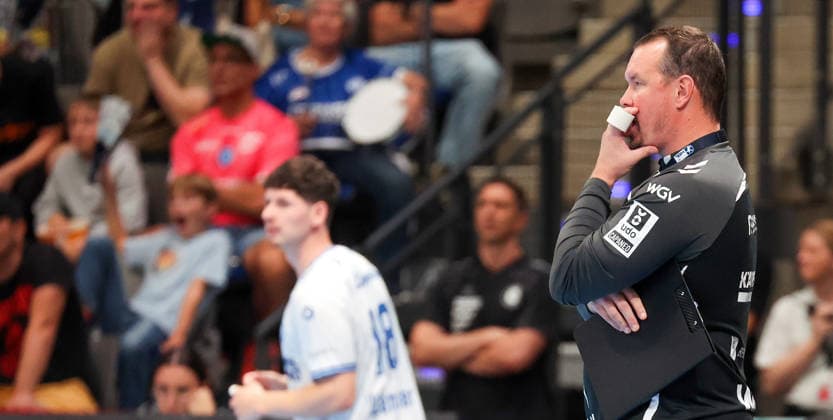 October 4, 2026, Germany, Stuttgart, Opel HBL, 2026–2027 Bundesliga, TVB Stuttgart vs. TBV Lemgo Lippe, TVB Coach Misha Kaufmann