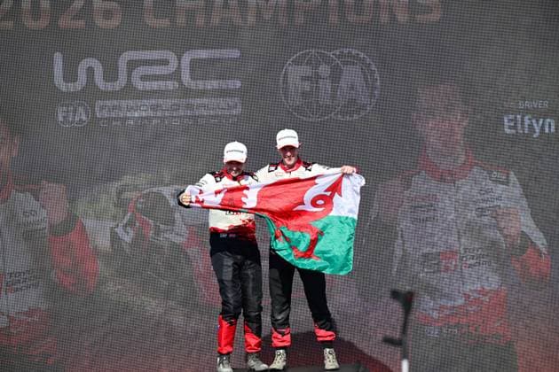 FIA WRC, Motorsport Rallye, WM 2026: Rally Italia Sardegna - Day 4 Elfyn Evans (GBR) and Scott Martin (GBR) become the new WRC champions during the FIA WRC RALLY ITALIA SARDEGNA in Alghero, Italy on 1-4 October, 2026. Alghero Sardinia Italy Copyright: xFedericoxManonix originalFilename:manoni-notitle261004_npu41