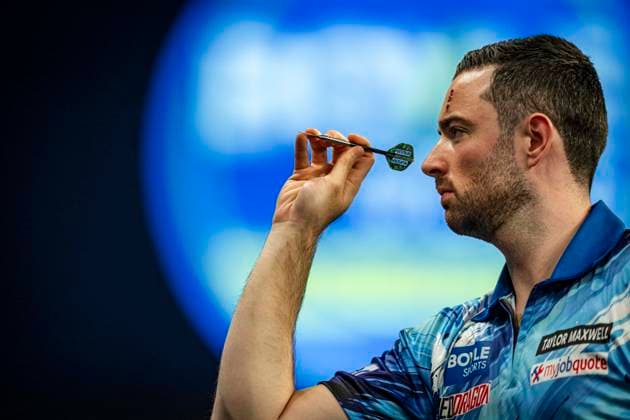 RECORD DATE NOT STATED 4th October 2026; Mattioli Arena, Leicester, England; PDC World Grand Prix Darts, World Grand Prix, Final Day; Luke Humphries in action on the oche his final match against Gerwyn Price GodfreyxPitt