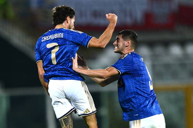 As Pescara 05 10 2026 - qualificazione Europeo 2027 U21, U 21 Italia-Polonia foto Antonello Sammarco Image nella foto: esultanza gol Luigi Cherubini