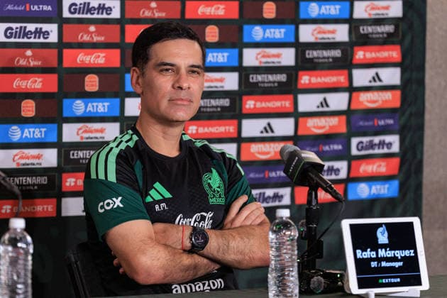 October 5, 2026, Los Angeles, California, USA: Head coach, Rafael Marquez of Mexico during a press conference, PK, Pressekonferenz on Monday, October 5, 2026 at BMO Stadium, in Los Angeles, California in preparation for an International Friendly, Länderspiel, Nationalmannschaft match against Chile on Tuesday October 6, 2026 at the Los Angeles Memorial Coliseum. JAVIER ROJAS PI Mexico Press Conference - ZUMAp124 20261005_zaa_p124_009 Copyright: xJavierxRojasx