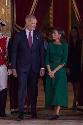 October 12, 2025, Madrid, Madrid, Spain: KING FELIPE VI of Spain and QUEEN LETIZIA of Spain CROWN PRINCESS LEONOR of Spain and PRINCESS SOFIA of Spain attend a reception during the National Day at the Royal Palace Madrid Spain - ZUMAc260 20251012_zep_c260_008 Copyright: xMikexChicorrox