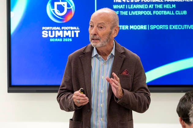 September 18, 2026, Lisbon, Lisbon, Portugal: Sports executive Peter Moore speaking during a masterclass at the Portugal Football Summit at the Cidade do Futebol in Oeiras. Lisbon Portugal - ZUMAr238 20260918_zip_r238_052 Copyright: xRicardoxRochax