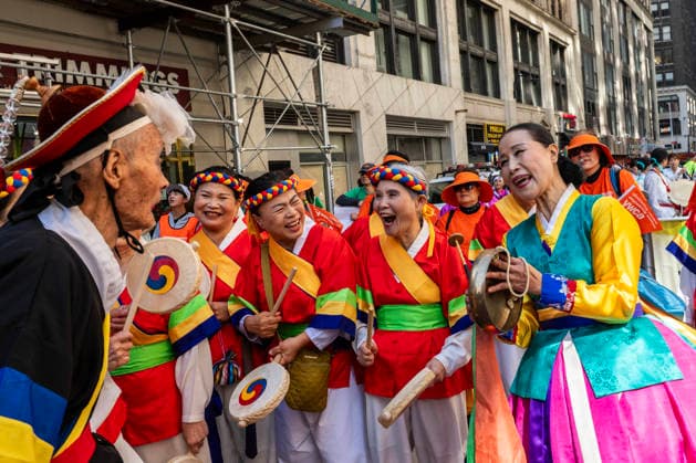 October 3, 2026, New York, New York, USA: 2026 NYC Korean Parade participants share a laugh while waiting for the parade to begin. New York USA - ZUMAh214 20261003_znp_h214_004 Copyright: xSDxHerzogx