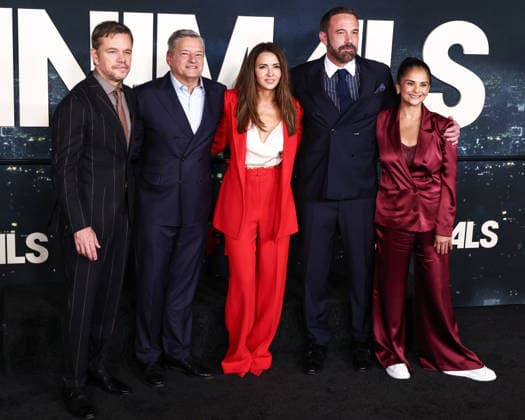 World Premiere Of Netflix s Animals WESTWOOD, LOS ANGELES, CALIFORNIA, USA - OCTOBER 01: Matt Damon, Ted Sarandos, Luciana Barroso, Ben Affleck and Bela Bajaria arrive at the World Premiere Of Netflix s Animals held at Westwood Village Theater on October 1, 2026 in Westwood, Los Angeles, California, United States. (Photo by Xavier Collin Image Press Agency)