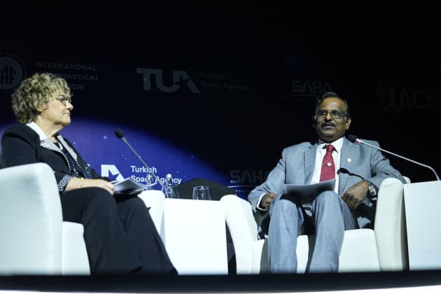 Space agency heads convene for a special session as part of IAC in Antalya ANTALYA, TURKIYE - OCTOBER 5: Indian Space Research Organisation (ISRO) Chairman V. Narayanan (R) delivers a speech during the Space Agency Heads session held as part of the 77th International Astronautical Congress (IAC) at the NEST Congress Center in Antalya, Turkiye, on October 5, 2026. The congress is organized by the International Astronautical Federation (IAF), coordinated by the Turkish Ministry of Industry and Technology, and co-hosted by the Turkish Space Agency (TUA) and SAHA Istanbul. Osmancan Gurdogan Anadolu Antalya Turkey. Editorial use only. Please get in touch for any other usage. Copyright: x2026xAnadoluxOsmancanxGurdoganx