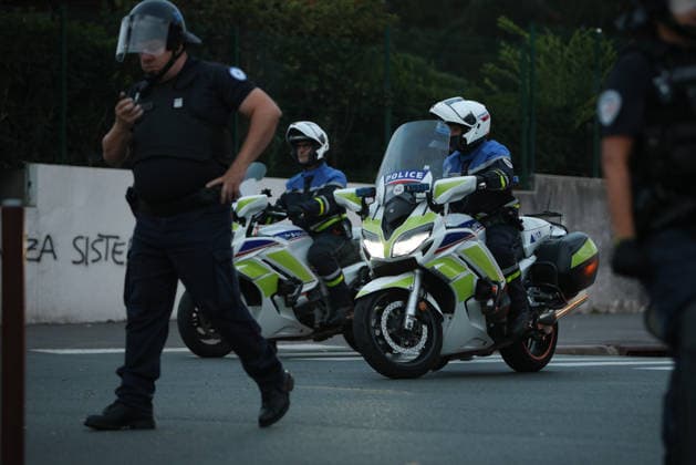 October 5, 2026, Anglet, Nouvelle Aquitaine, France: French police motorcyclists arrive as reinforcements during a protest by high school students against the government outside the Cantau high school in Anglet, southwestern France, on October 5, 2026. Students have been blocking schools across France since September 21 to demand more teachers, smaller classes and better school buildings. Cantau was closed by authorities after clashes in recent days. Anglet France - ZUMAb298 20261005_zsp_b298_014 Copyright: xJulesxBuonx