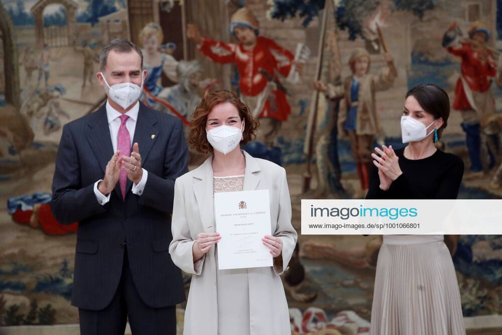 Spain s King Felipe VI (L) and Queen Letizia (R) give Queen Sofia Award to Fair Play to chess player Sabrina Vega during a 2018 Spanish National Sports Awarding Ceremony at Pardo Palace, in Madrid, Spain, 02 March 2021. Spain s Royal couple gives 2018 Spanish National Sports Awards 2018 !ACHTUNG: NUR REDAKTIONELLE NUTZUNG!