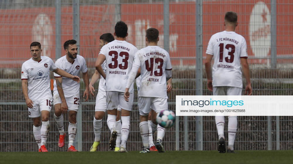 Cheering after the goal to 2 2, cheering, cheering, cheering, emotions around the goal scorer Fabian Schleusener 1 FC Nuernberg 2 v li , 25 03 2021 Football season 2020 2021 Test match friendly FSV Mainz 05 1 FC Nürnberg FCN HMB