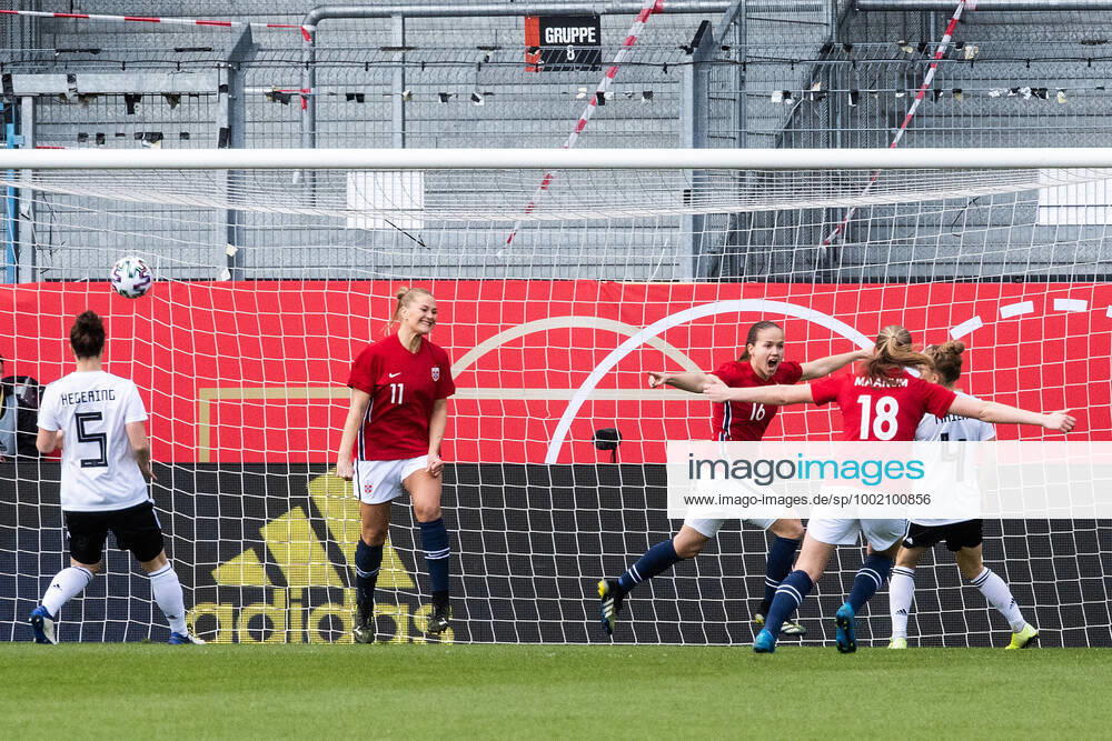 Guro Reiten of Norway celebrates after scoring 0 1 during the international friendly football match between Germany and Norway on April 13, 2021 in Wiesbaden Photo Ludvig Thunman BILDBYRAN kod LT LT0148 fotboll football soccer fotball norge norway germany deutschland tyskland dam bbeng jubel,
