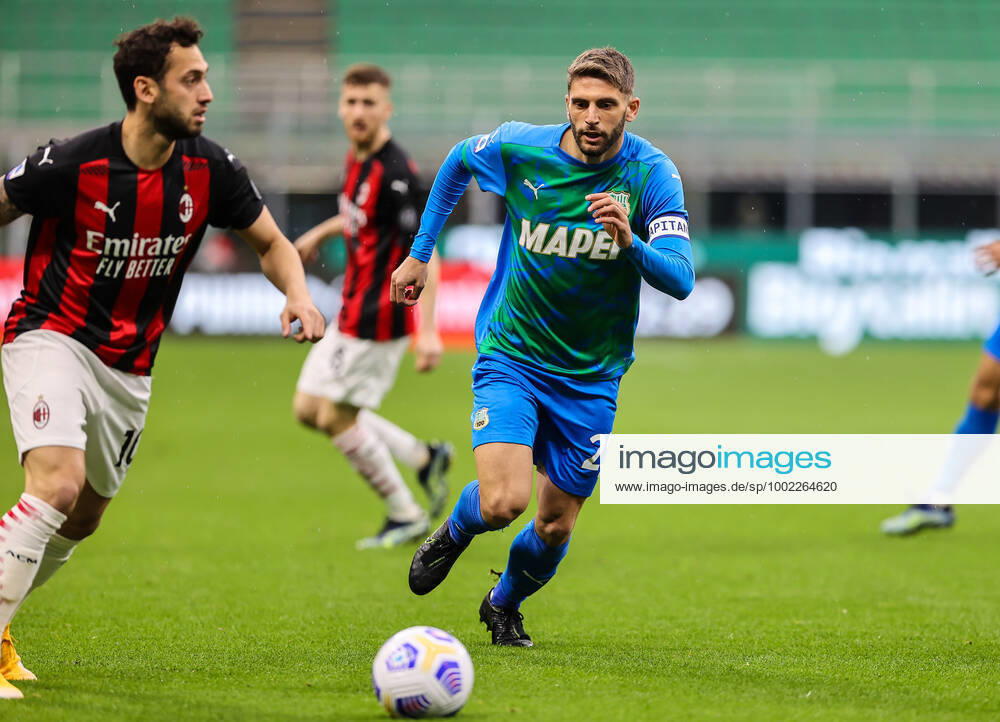 Domenico Berardi of US Sassuolo in action during the Serie A 2020 21 football match between AC Milan vs US Sassuolo at Giuseppe Meazza Stadium, Milan, Italy on April 21, 2021 - Milan Stadio San Siro Milan Italy