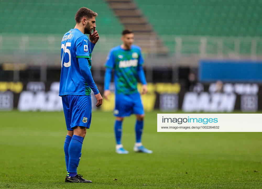 Domenico Berardi of US Sassuolo in action during the Serie A 2020 21 football match between AC Milan vs US Sassuolo at Giuseppe Meazza Stadium, Milan, Italy on April 21, 2021 - Milan Stadio San Siro Milan Italy