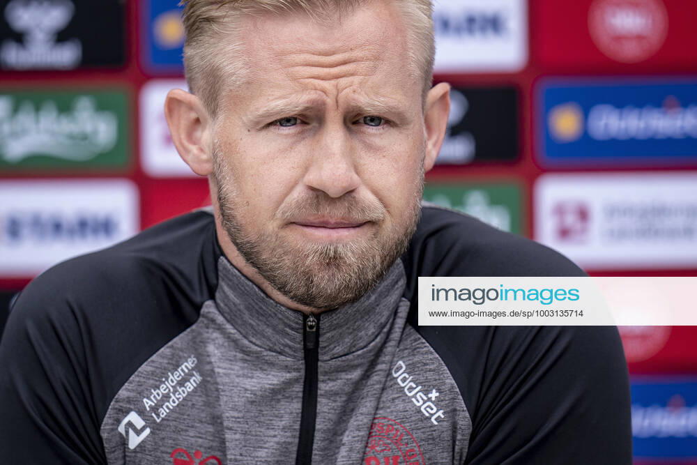 Kasper Schmeichel during mixed zone and training in Helsingoer, Monday 14 June 2021, Copenhagen Denmark