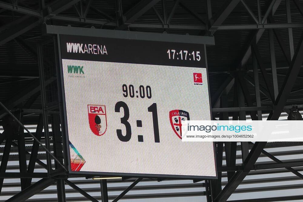 Final score 3 1 on the scoreboard, FC Augsburg vs Cagliari Calcio, Test Match, 31 07 2021 Augsburg Bayern Germany