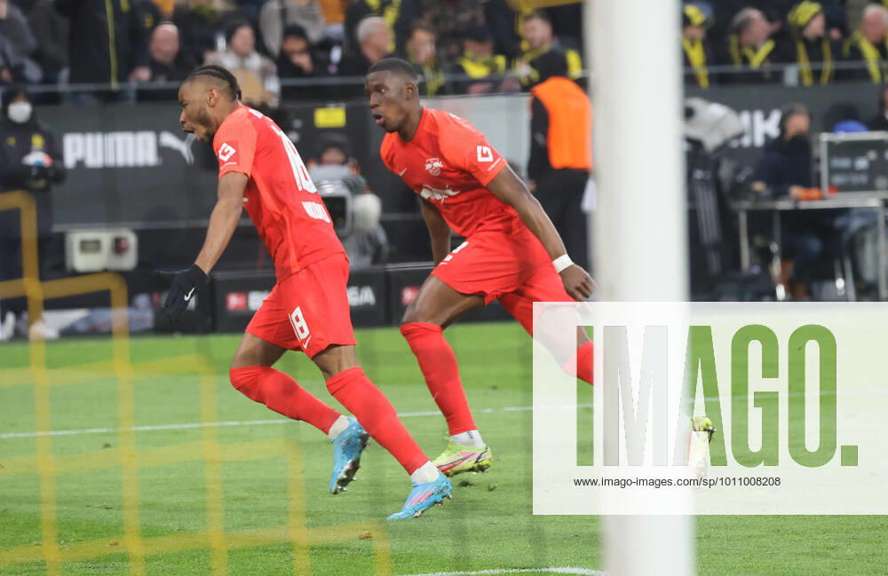 Christopher Nkunku RB Leipzig 18 cheers the 3 0, Borussia Dortmund RB Leipzig, Football, 1 Bundesliga, 28 Matchday, 02 04 2022, DFL REGULATES PROHIBIT ANY USE OF PHOTOGRAPHS AS IMAGE SEQUENCES AND OR QUASI hVIDEO, Borussia Dortmund RB Leipzig, Football, 1 Bundesliga, 28 Matchday, 02 04 2022 Dortmund