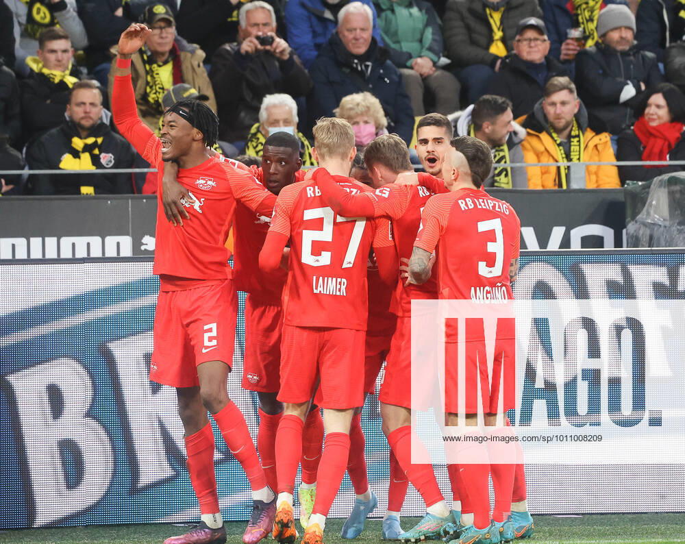 Christopher Nkunku RB Leipzig 18 cheers the 3 0, Borussia Dortmund RB Leipzig, Football, 1 Bundesliga, 28 Matchday, 02 04 2022, DFL REGULATES PROHIBIT ANY USE OF PHOTOGRAPHS AS IMAGE SEQUENCES AND OR QUASI hVIDEO, Borussia Dortmund RB Leipzig, Football, 1 Bundesliga, 28 Matchday, 02 04 2022 Dortmund