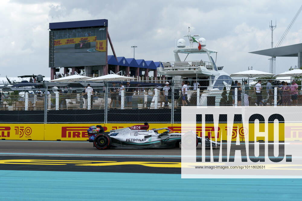 British Formula One driver George Russell of Mercedes-AMG Petronas in action during the first practice session for the Formula One Grand Prix? of Miami at the Miami International Autodrome in Miami Gardens, Florida on May 6, 2022. FLP20220506902 GREGxNASH