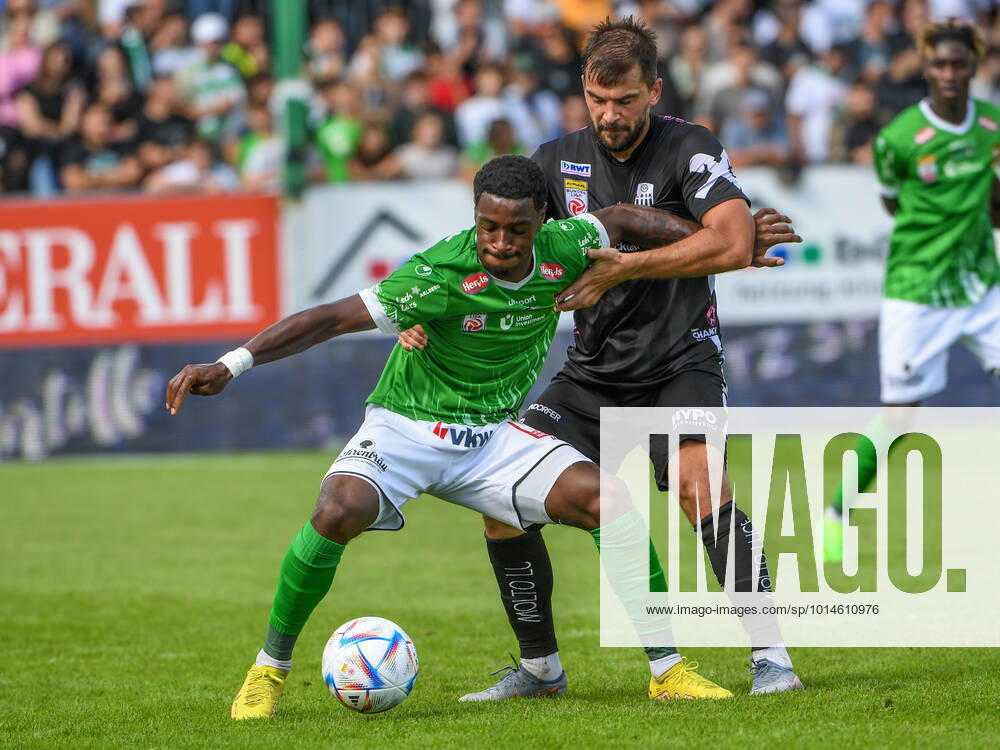 SOCCER - BL, A.Lustenau vs LASK LUSTENAU,AUSTRIA,11.SEP.22 - SOCCER - ADMIRAL Bundesliga, SC Austria Lustenau vs Linzer ASK. Image shows Bryan Silva Teixeira (A.Lustenau) and Filip Stojkovic (LASK). GEPAxpictures xOliverxLerch