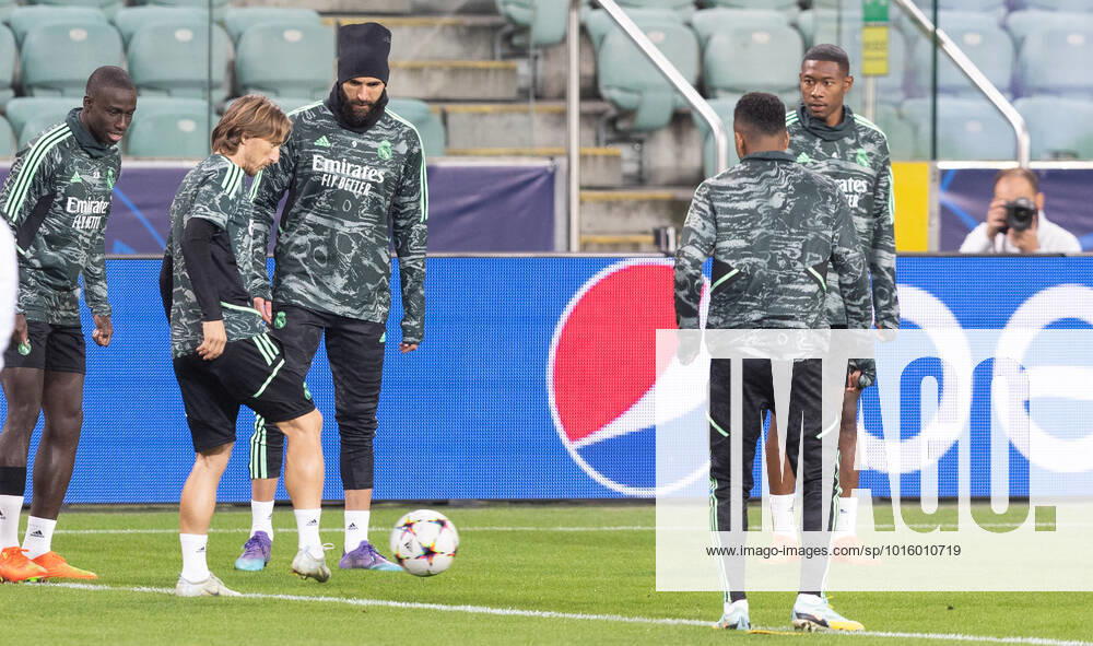 Real Madrid Training Session And press conference, PK, Pressekonferenz Ferland Mendy (Real),Luca Modric (Real),Karim Benzema (Real),David Alaba (Real) during the training session and press conference of Real Madrid in Warsaw, Poland, on October 10, 2022. Warsaw Poland