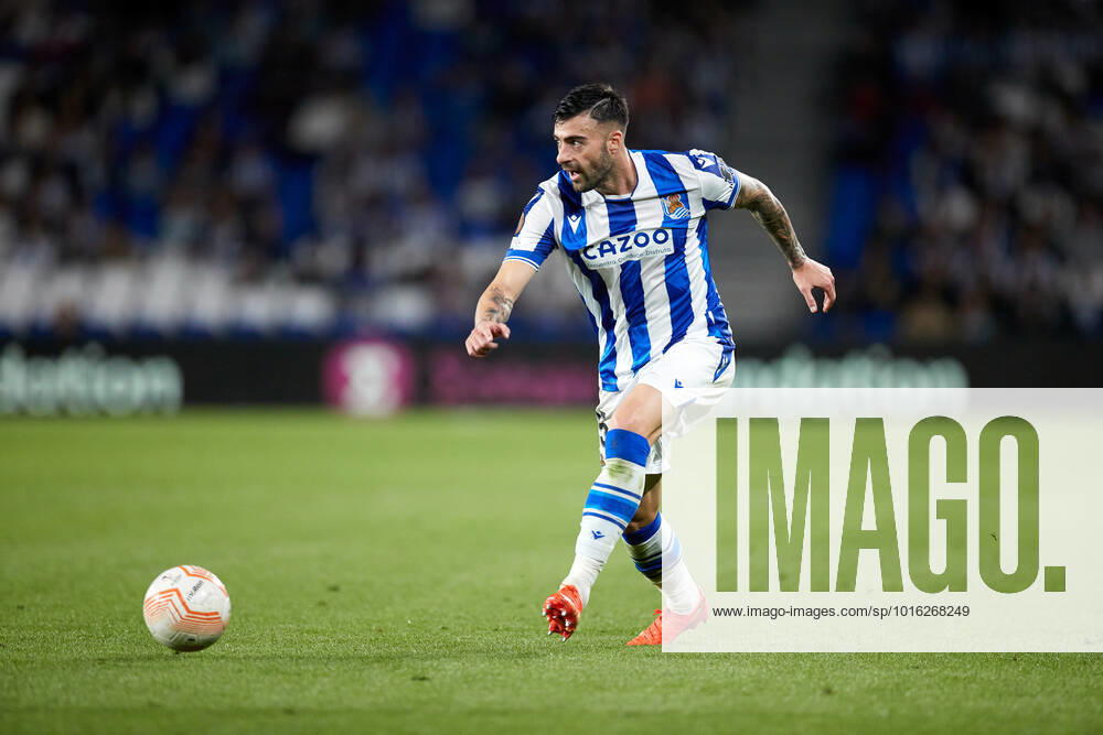 Diego Rico of Real Sociedad in action during the UEFA Europa League group E match between Real Sociedad and FC Sheriff Tiraspol at Reale Arena on October 13, 2022, in San Sebastian, Spain. SAN SEBASTIAN SPAIN - ZUMAa181 20221013_zaa_a181_104