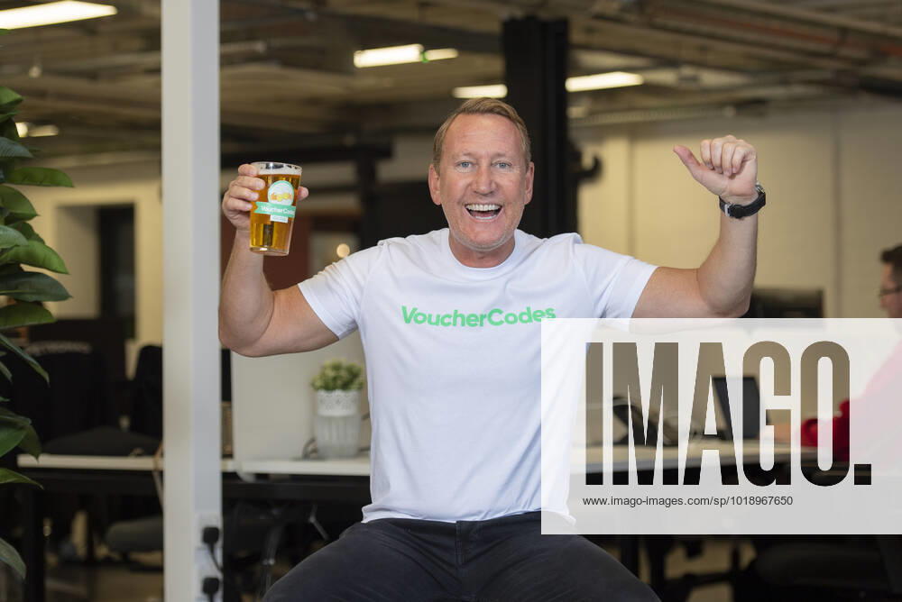 London, United Kingdom. Former England midfielder, Ray Parlour, launches the VoucherCodes On Tap service, delivering beer to fans at their place of work, so they can sip on a beer as they enjoy Englands opening fixture against Iran.