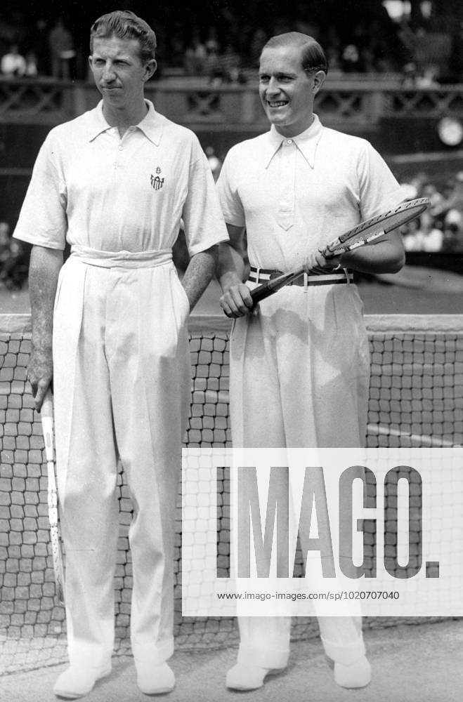 Donald Budge (left, American) and Gottfried von Cramm (German) in 1937. John Budge was a champion tennis player who became famous as the first man to win in a single year the four tournaments that compose the Grand Slam of tennis. He was considered to have the best backhand in the history of tennis, at least until the advent of Ken Rosewall in the 1950s and 60s.The Encyclopedia of Tennis page 36. Great Britain