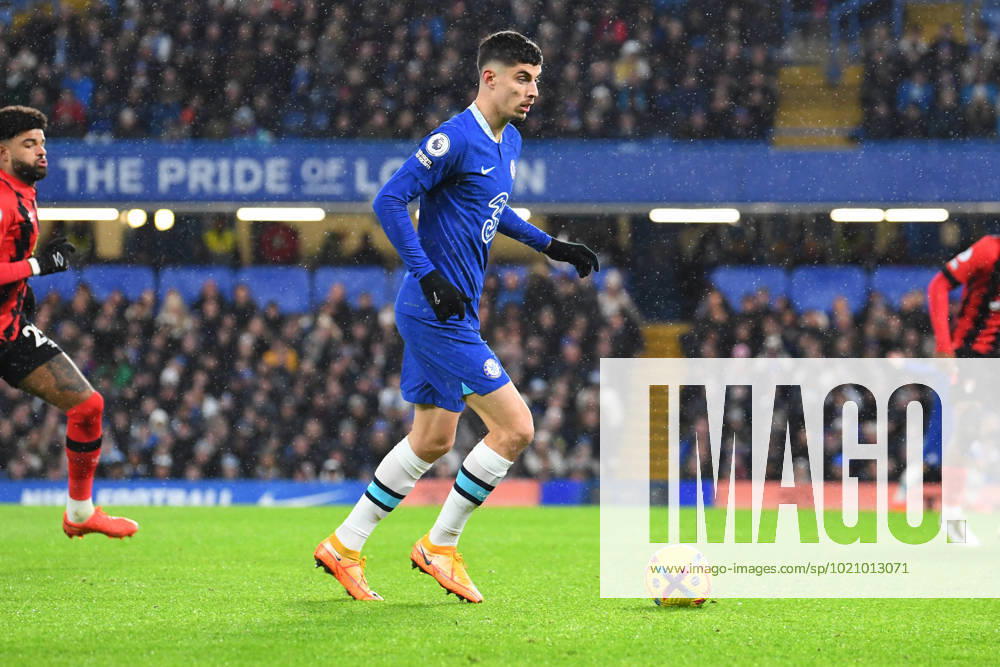 Chelsea v Bournemouth Premier League 27 12 2022. Chelsea midfielder Kai Havertz (29) runs forward during the Premier League match between Chelsea and Bournemouth at Stamford Bridge, London, England on 27 December 2022. London Stamford Bridge Greater London England Editorial use only DataCo restrictions apply See www.football-dataco.com ,