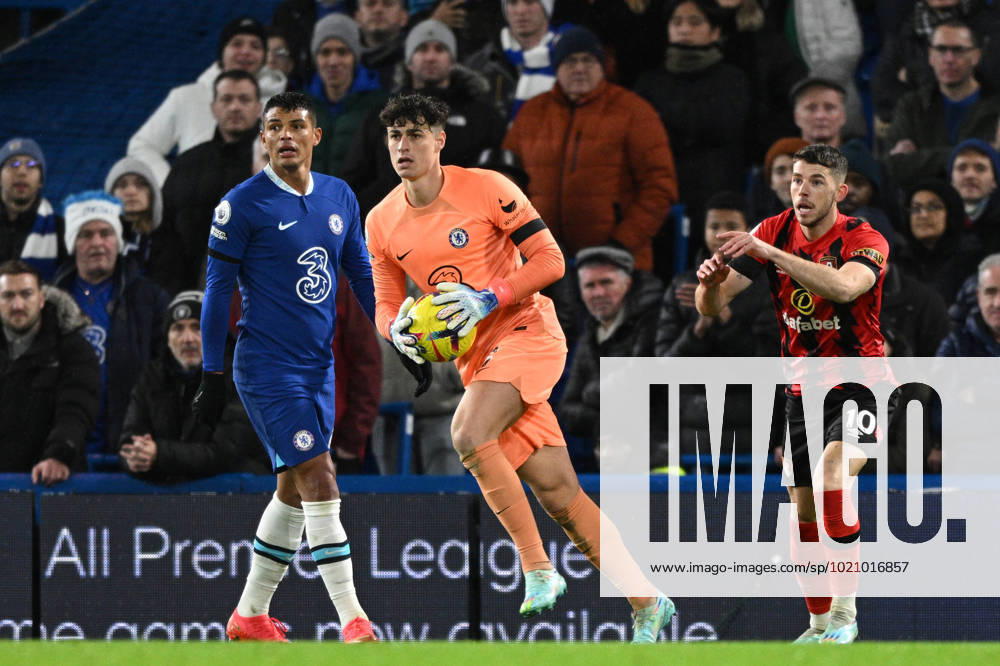 Chelsea v Bournemouth Premier League 27 12 2022. Chelsea goalkeeper Kepa Arrizabalaga (1) during the Premier League match between Chelsea and Bournemouth at Stamford Bridge, London, England on 27 December 2022. London Stamford Bridge Greater London England Editorial use only DataCo restrictions apply See www.football-dataco.com ,
