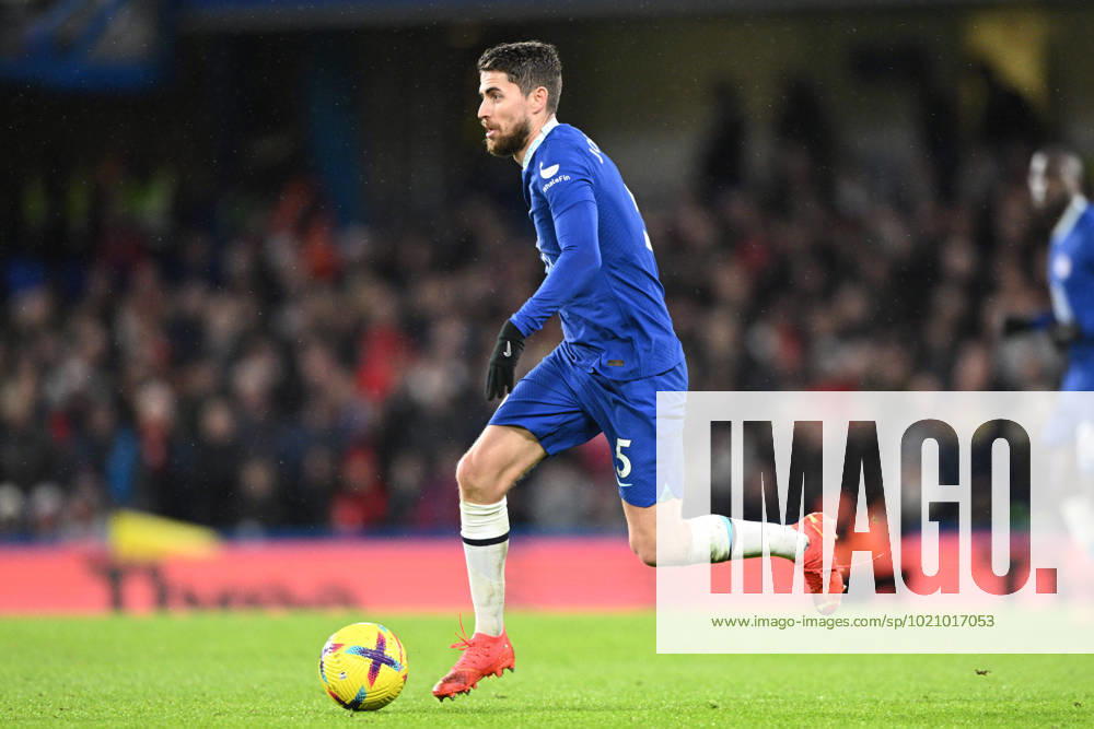Chelsea v Bournemouth Premier League 27 12 2022. Chelsea midfielder Jorginho (5) runs forward during the Premier League match between Chelsea and Bournemouth at Stamford Bridge, London, England on 27 December 2022. London Stamford Bridge Greater London England Editorial use only DataCo restrictions apply See www.football-dataco.com ,