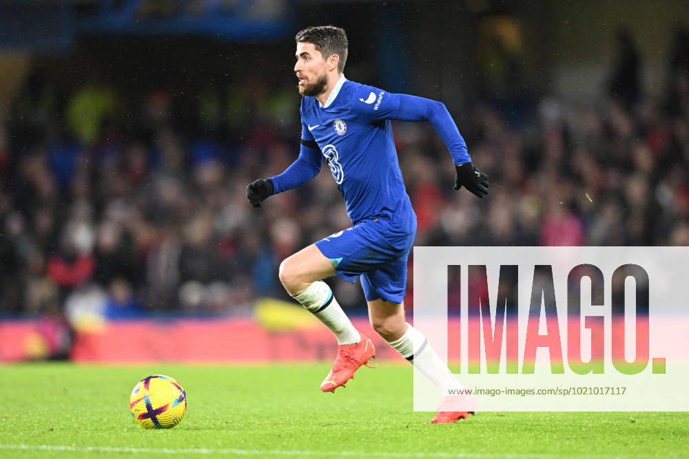 Chelsea v Bournemouth Premier League 27 12 2022. Chelsea midfielder Jorginho (5) runs forward during the Premier League match between Chelsea and Bournemouth at Stamford Bridge, London, England on 27 December 2022. London Stamford Bridge Greater London England Editorial use only DataCo restrictions apply See www.football-dataco.com ,