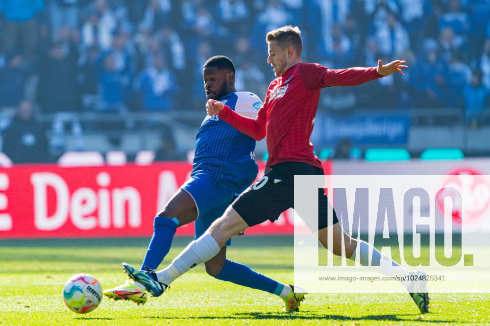 Moritz Broni Kwarteng 1 FC Magdeburg 8 vs Leo Weinkauf Hannover 96, 30 Hannover 96 vs 1 FC Magdeburg, Football, 2 Bundesliga, Matchday 22, Season 2022 23, 26 02 2023 DFL REGULATES PROHIBIT ANY USE OF PHOTOGRAPHS AS IMAGE SEQUENCES AND OR QUASI VIDEO Press Photo Marcel von Fehrn Hannover 96 vs 1 FC Magdeburg, Football, 2 Bundesliga, Matchday 22, Season 2022 23, 26 02 2023 Hannover