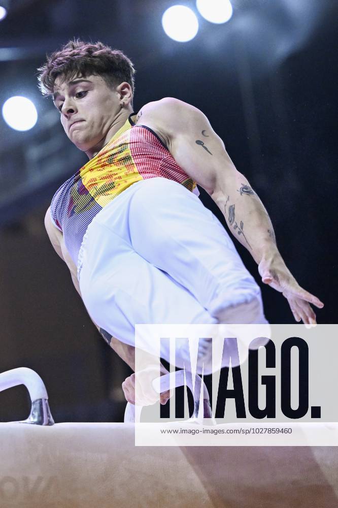 Belgian gymnast Victor Martinez Marechal pictured in action during the fifth rotation, the pommel horse, in the men all around final, on the third day of the European Championships Gymanstics in Antalya, Turkey, Thursday 13 April 2023. The EC are taking place from 11 to 16 April 2023. LAURIExDIEFFEMBACQ x64664918x