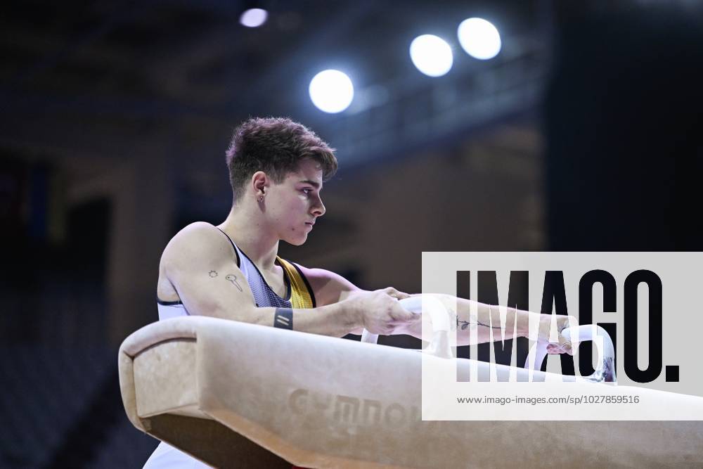 Belgian gymnast Victor Martinez Marechal pictured in action during the fifth rotation, the pommel horse, in the men all around final, on the third day of the European Championships Gymanstics in Antalya, Turkey, Thursday 13 April 2023. The EC are taking place from 11 to 16 April 2023. LAURIExDIEFFEMBACQ x64664949x