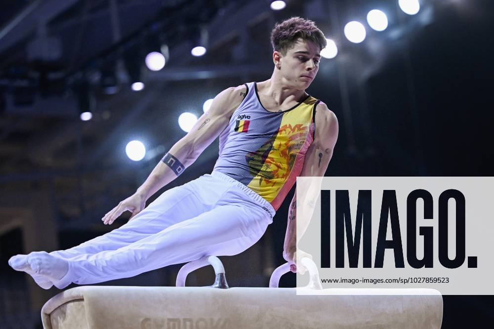 Belgian gymnast Victor Martinez Marechal pictured in action during the fifth rotation, the pommel horse, in the men all around final, on the third day of the European Championships Gymanstics in Antalya, Turkey, Thursday 13 April 2023. The EC are taking place from 11 to 16 April 2023. LAURIExDIEFFEMBACQ x64664955x