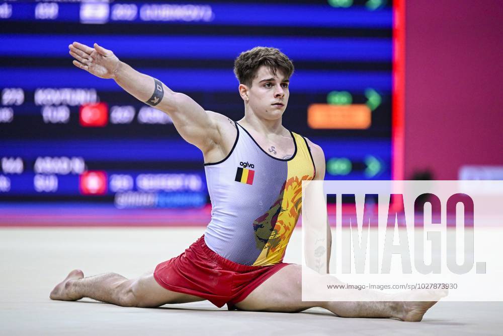 Belgian gymnast Victor Martinez Marechal pictured in action during the fourth rotation, the floor, in the men all around final, on the third day of the European Championships Gymanstics in Antalya, Turkey, Thursday 13 April 2023. The EC are taking place from 11 to 16 April 2023. LAURIExDIEFFEMBACQ x64678821x