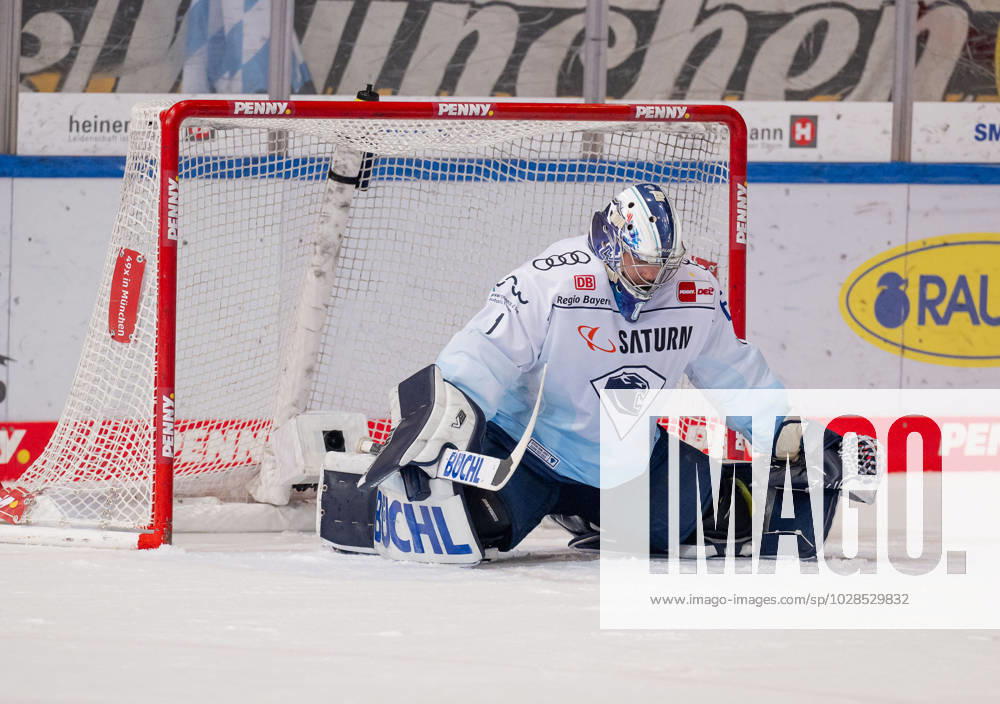 Jonas Stettmer goalie, ERC Ingolstadt Panther, 1 EHC Red Bull Muenchen vs ERC Ingolstadt, ice hockey, DEL, playoffs, final game 5, season 2022 2023, 23 04 2023 EHC Red Bull Muenchen vs ERC Ingolstadt, ice hockey, DEL, playoffs, final game 5, season 2022 2023, 23 04 2023 Muenchen