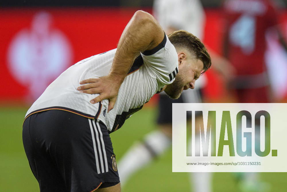 National soccer team, friendly match, Germany Colombia on 20 06 2023 at the Veltins Arena in Gelsenkirchen North Rhine Westphalia Niclas Füllkrug Germany has pain in the back, DFB REGULATES PROHIBIT ANY USE OF PHOTOGRAPHS AS IMAGE SEQUENCES AND OR QUASI VIDEO