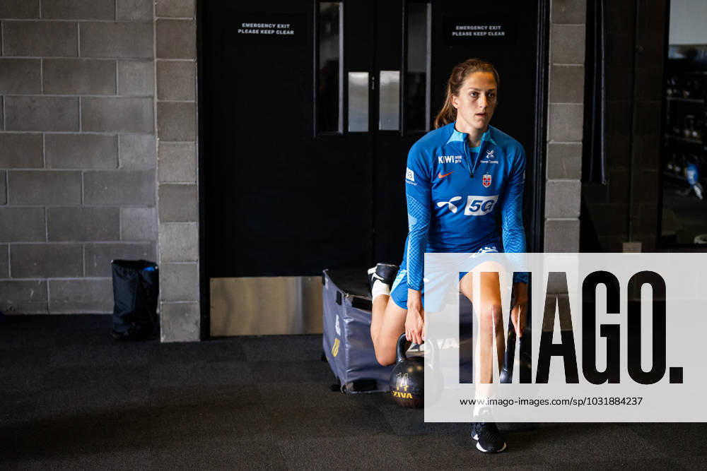 Emma Stolen Godo of the Norwegian women?s national football team during an indoor gym session ahead of the FIFA Women s World Cup on July 17, 2023 in Auckland Photo Vegard Grott BILDBYRAN code VG VG0480 bbeng fotball fotboll fotboll norge norway a kvinner dam fotbolls vm fotball vm kvinner världsmästerskap vm fifa womens world cup träning practice training day 3 gym
