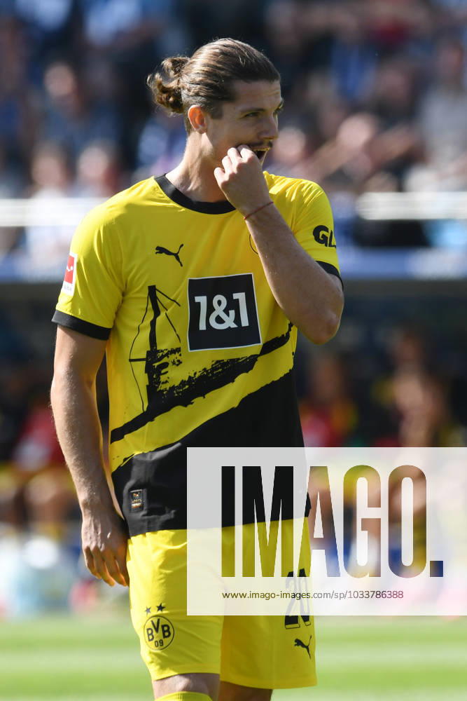Marcel Sabitzer Borussia Dortmund pensive GER, VFL Bochum vs Borussia Dortmund, Football, Bundesliga, 2 Matchday, Season 2023 2024, 26 08 2023 DFL REGULATES PROHIBIT ANY USE OF PHOTOGRAPHS AS IMAGE SEQUENCES AND OR QUASI VIDEO GER, VFL Bochum vs Borussia Dortmund, Football, Bundesliga, 2 Matchday, Season 2023 2024, 26 08 2023 Bochum